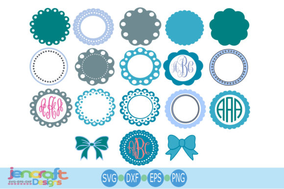 Download Circle Scalloped Monogram Frames SVG - Premium Bundle