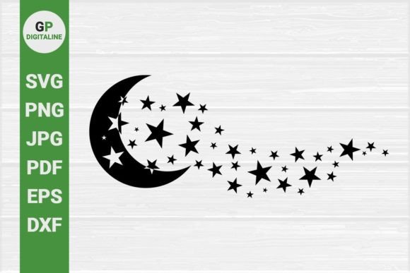 Download Crescent Moon and Stars, Star Waves SVG - Premium Resources